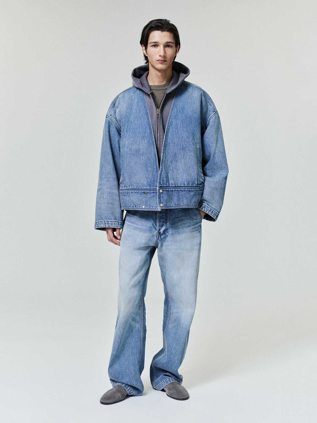 Denim Lapelless Jacket