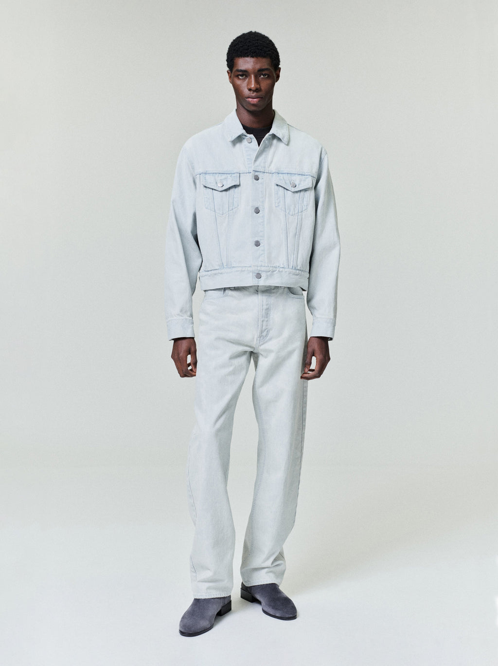Bleach Washed Denim Straight 5 Pocket