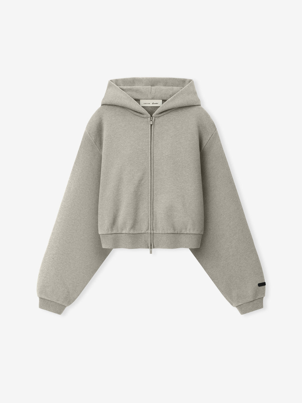 Womens Embossed FW26 Cropped Zip-Up Hoodie
